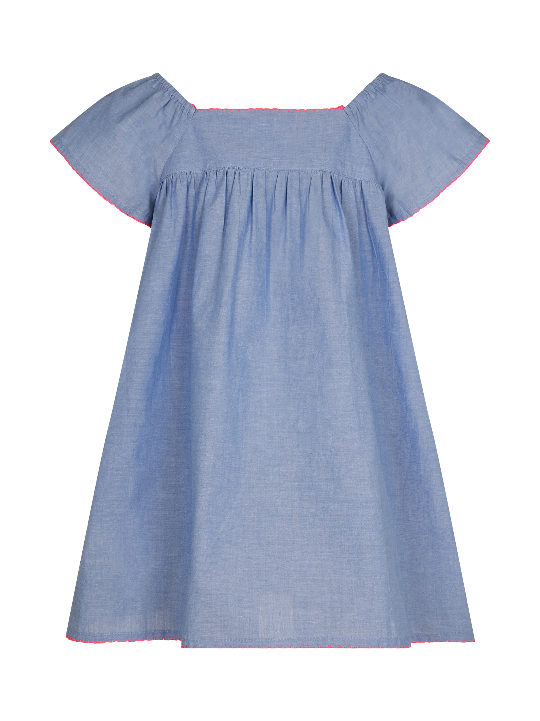 Product image 3 of 4, which shows Angels by Accessorize Kids' Strawberry Embroidered Chambray Dress, Blue, 3-4 years