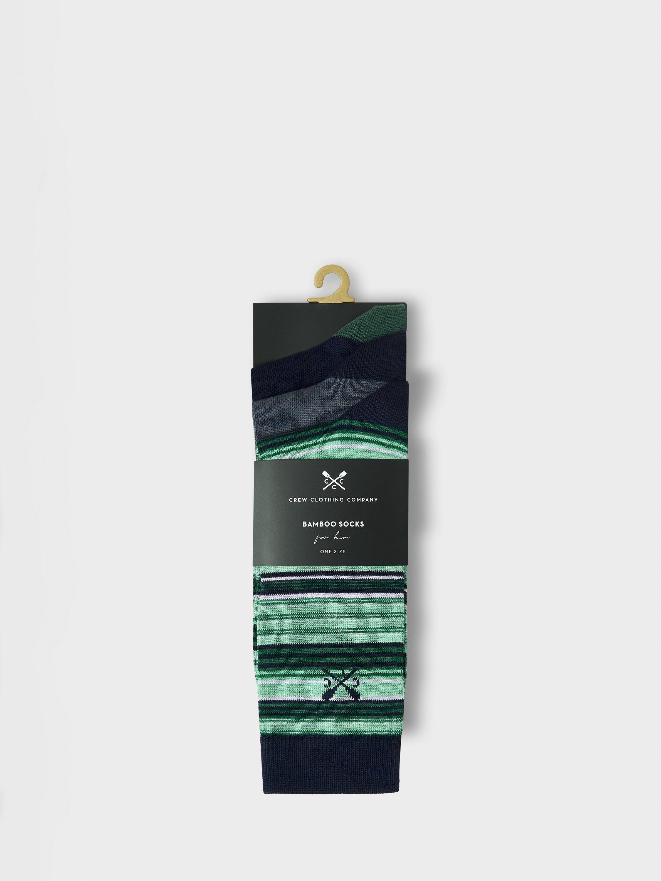 Product image 2 of 2, which shows Crew Clothing Bamboo Blend Socks, Pack of 3, Green/Navy/Grey, One Size