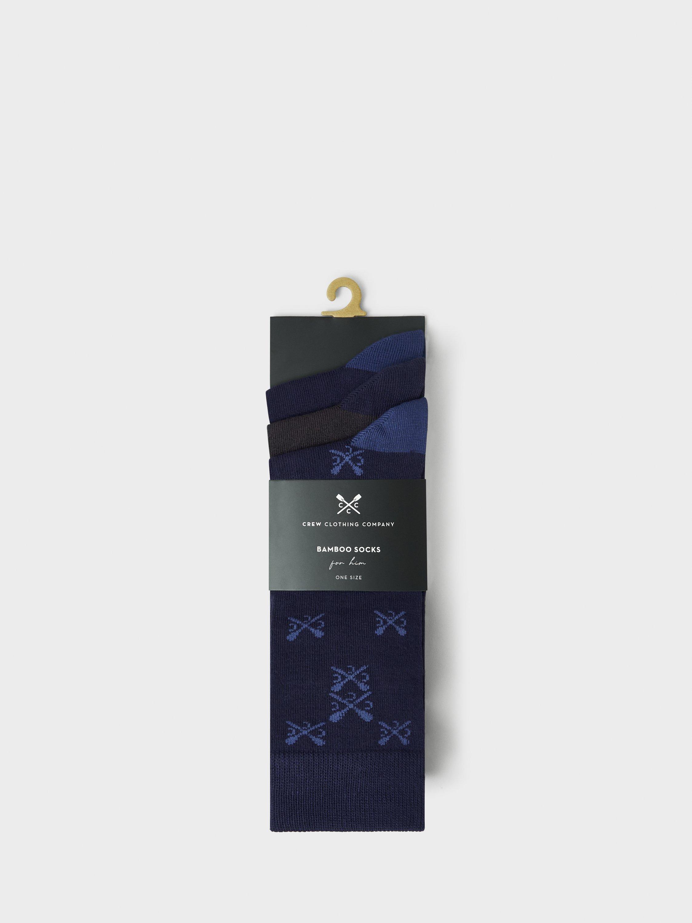 Product image 2 of 2, which shows Crew Clothing Bamboo Blend Socks, Pack of 3, Navy/Grey, One Size