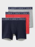 Crew Clothing Cotton Jersey Boxers, Pack of 3, Navy/Red/Grey Marl, Navy/Red/Grey Marl