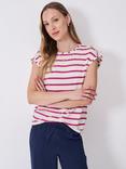 Crew Clothing Ruby Stripe T-Shirt, Pink/White