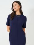Crew Clothing Ebony Ponte Shift Dress, Navy Blue
