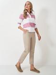 Crew Clothing Long Sleeve Stripe Rugby Shirt, Pink/White