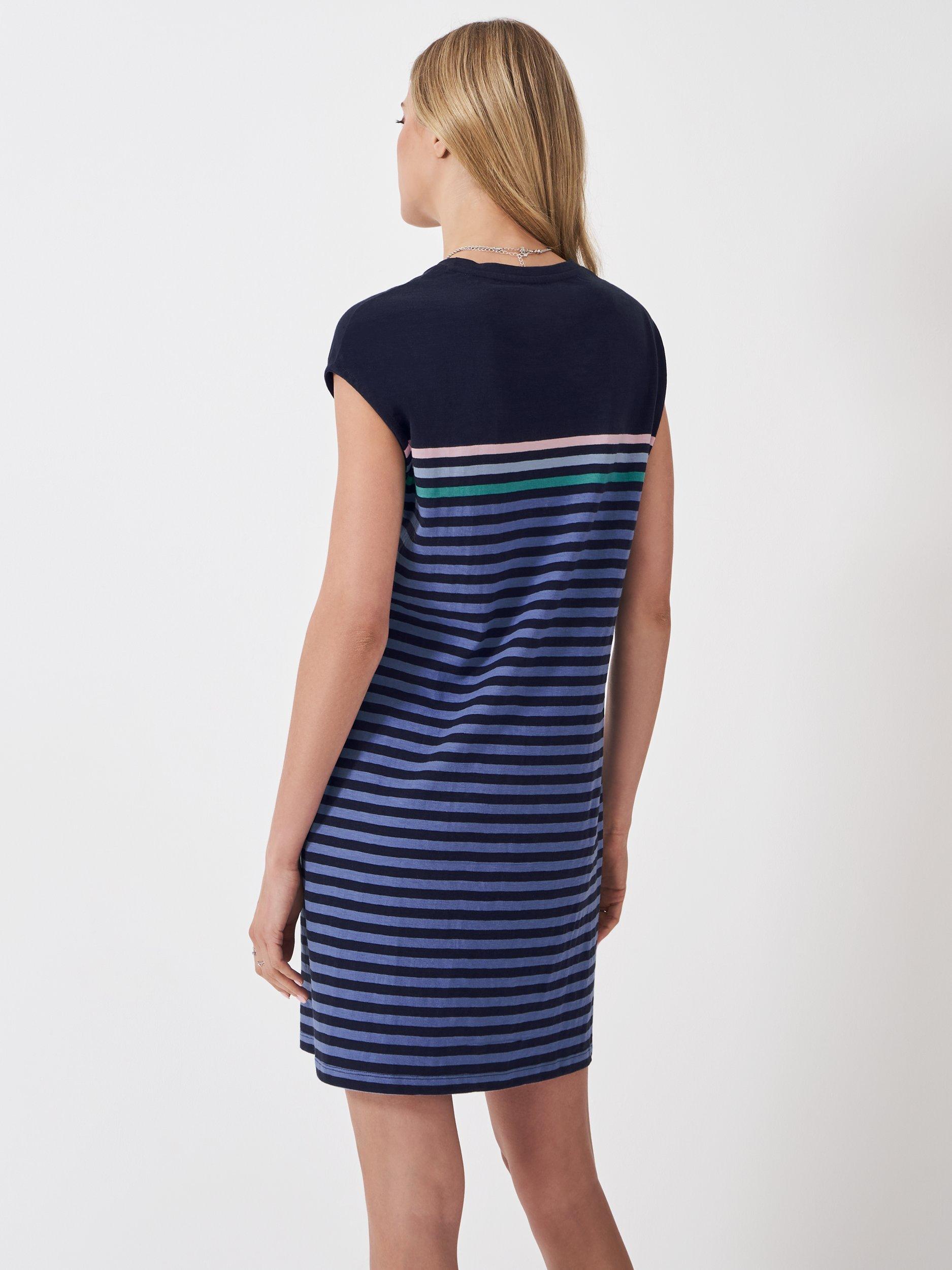 Product image 3 of 5, which shows Crew Clothing Thea Stripe Jersey Dress, Blue, 6