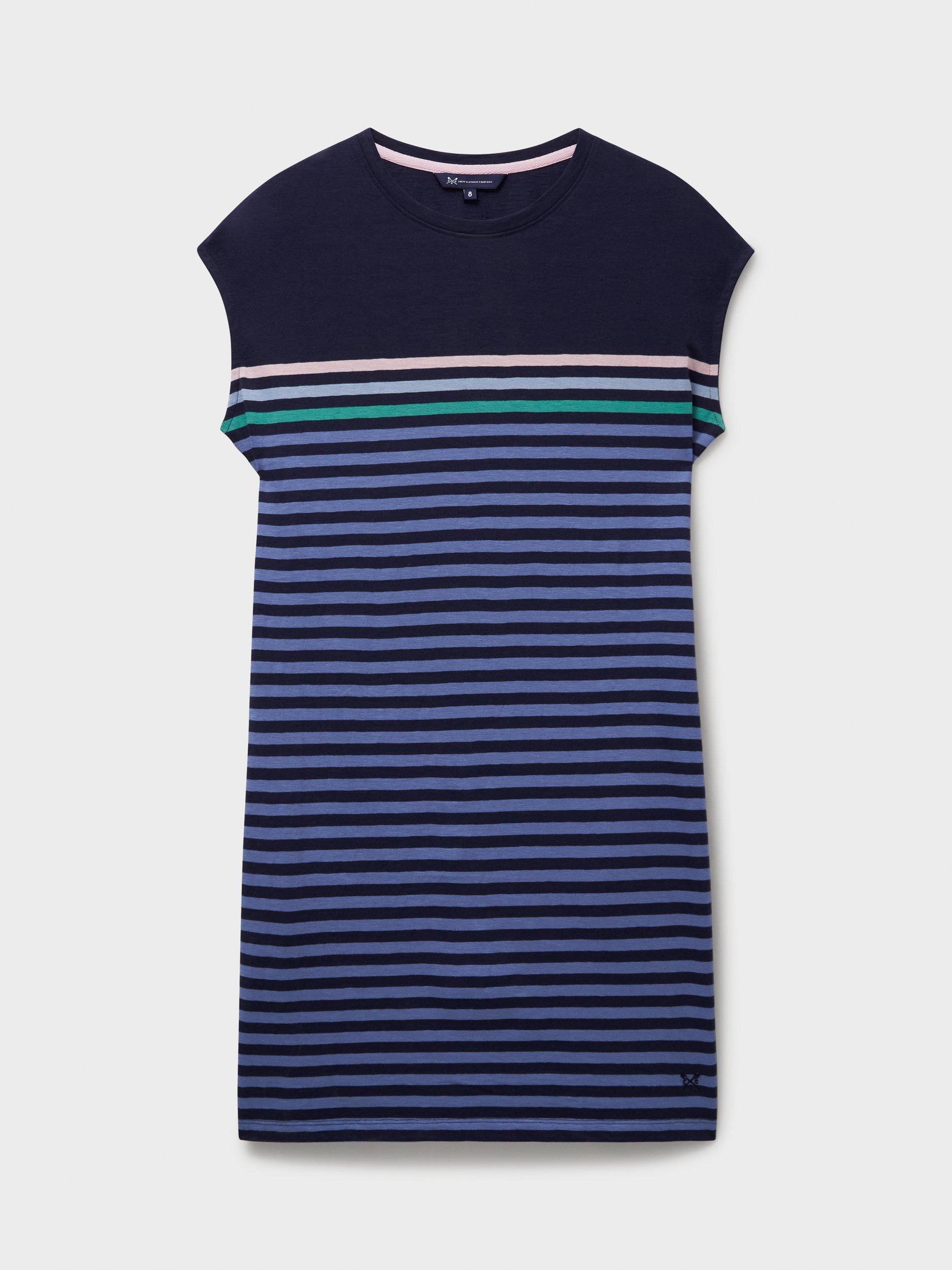 Product image 5 of 5, which shows Crew Clothing Thea Stripe Jersey Dress, Blue, 6