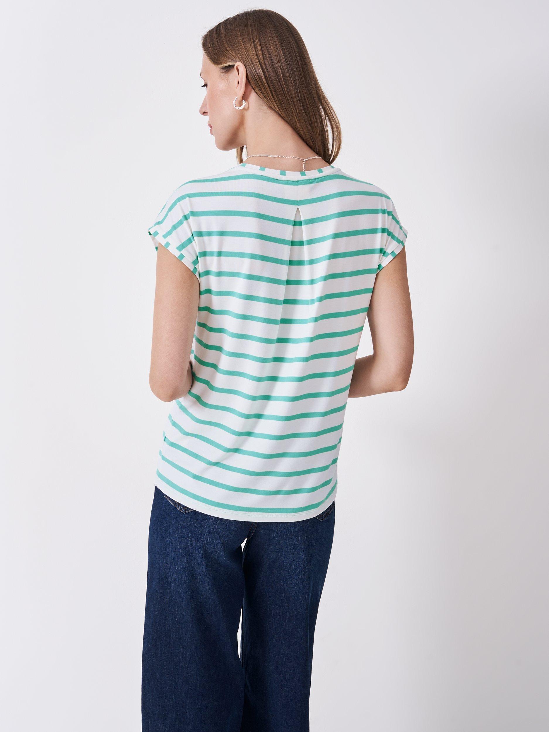 Product image 2 of 5, which shows Crew Clothing Ruby Stripe T-Shirt, Blue/White, 6