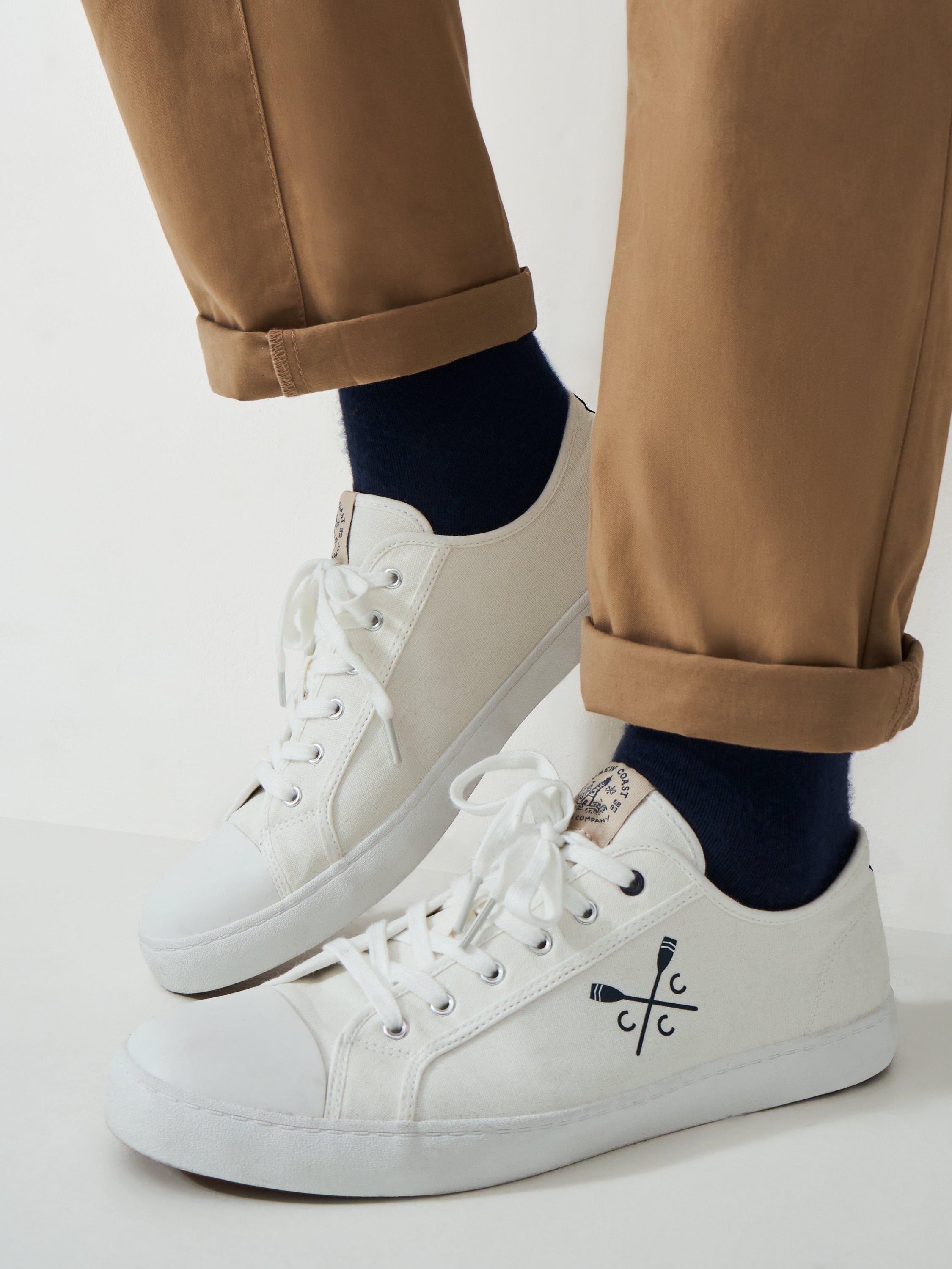 Product image 2 of 4, which shows Crew Clothing Canvas Lace Up Trainers, White, 7