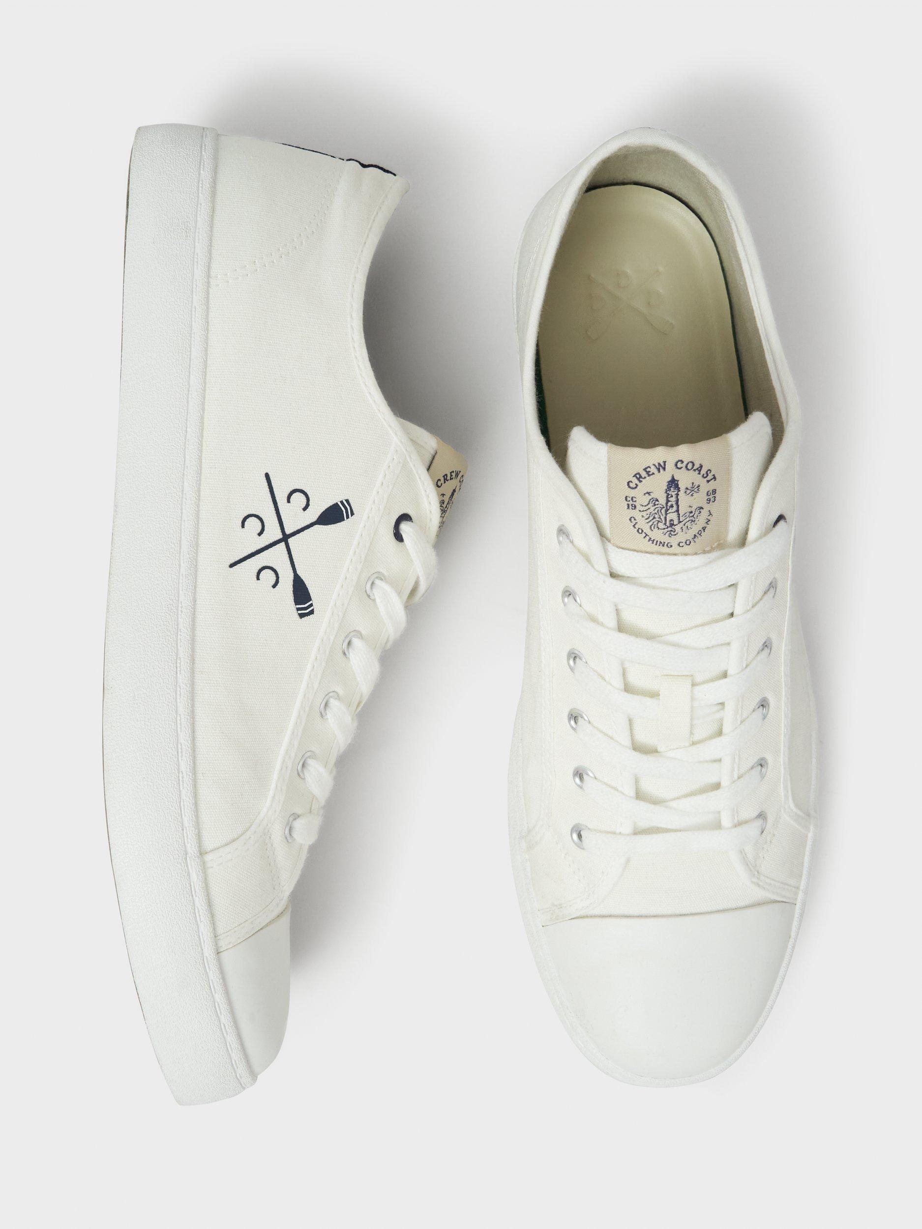 Product image 3 of 4, which shows Crew Clothing Canvas Lace Up Trainers, White, 7