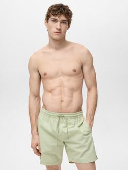 Mango Stripe Seersucker Swim Trunks, Green, Green