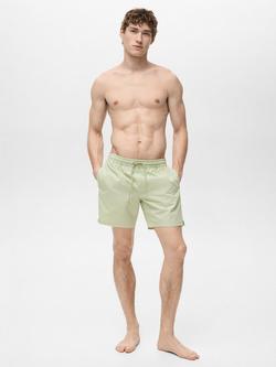Mango Stripe Seersucker Swim Trunks, Green - view 2, Green