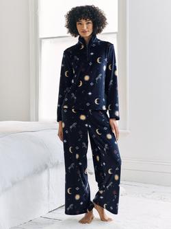 Chelsea Peers Celestial Zebra Zip Neck Lounge Set, Navy, Navy