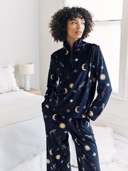 Chelsea Peers Celestial Zebra Zip Neck Lounge Set, Navy - view 2, Navy