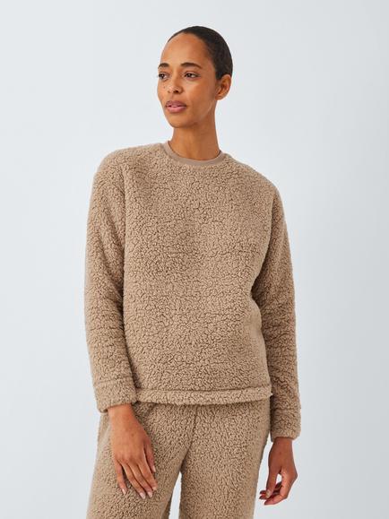 John Lewis Borg Fleece Lounge Set, Caramel, Caramel