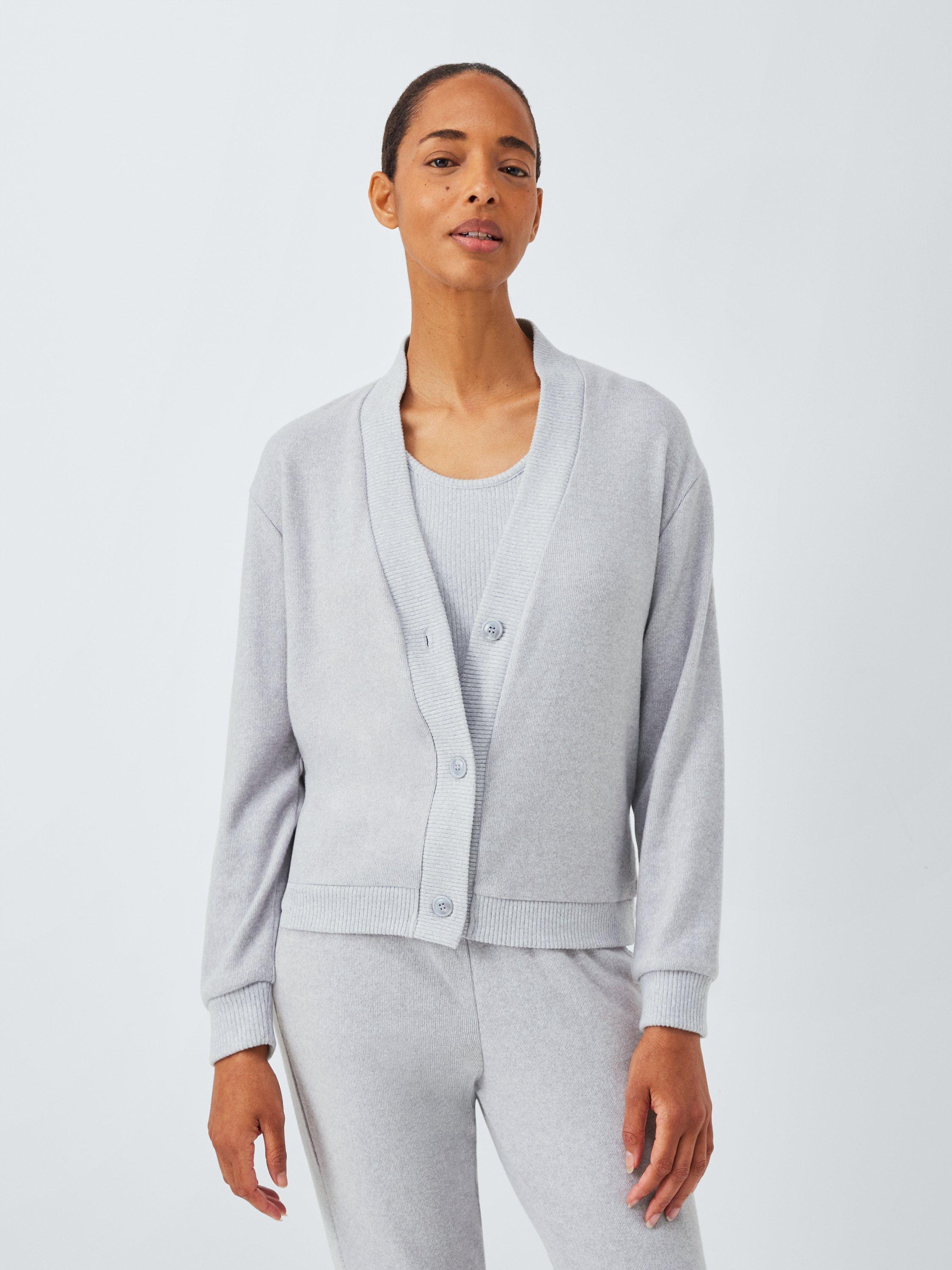 Product image 1 of 6, which shows John Lewis Three Piece Cardigan Lounge Set, Grey Melange, S