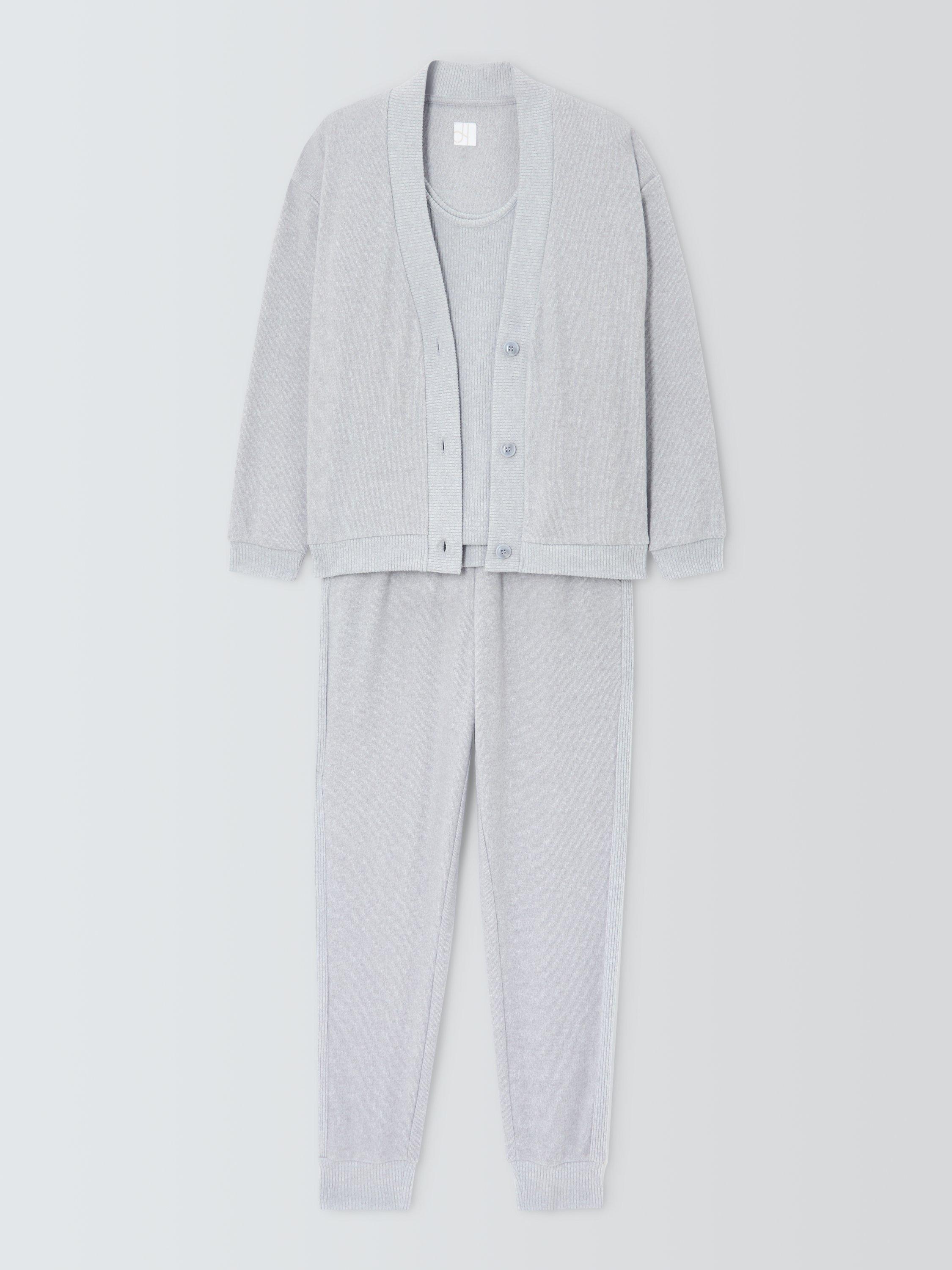 Product image 4 of 6, which shows John Lewis Three Piece Cardigan Lounge Set, Grey Melange, S