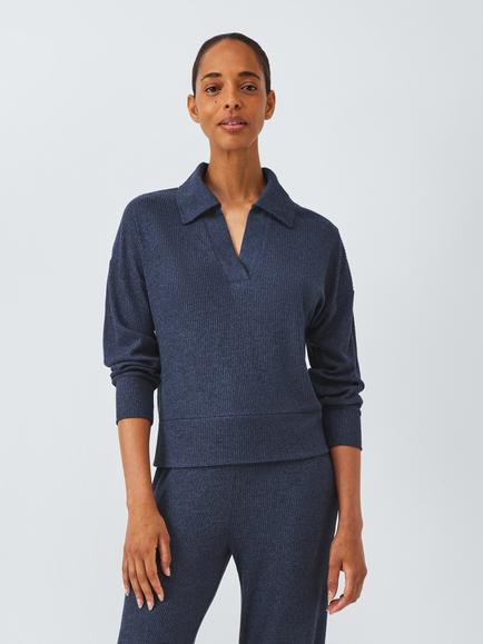 John Lewis Mini Ribbed Polo Lounge Set, Navy