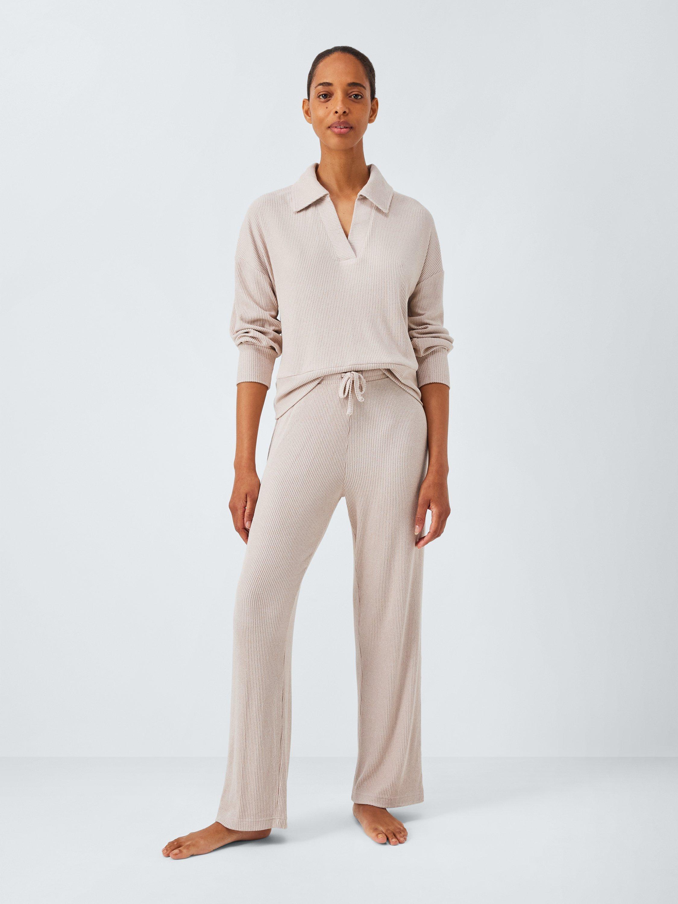 Product image 3 of 5, which shows John Lewis Mini Ribbed Polo Lounge Set, Oatmeal, S