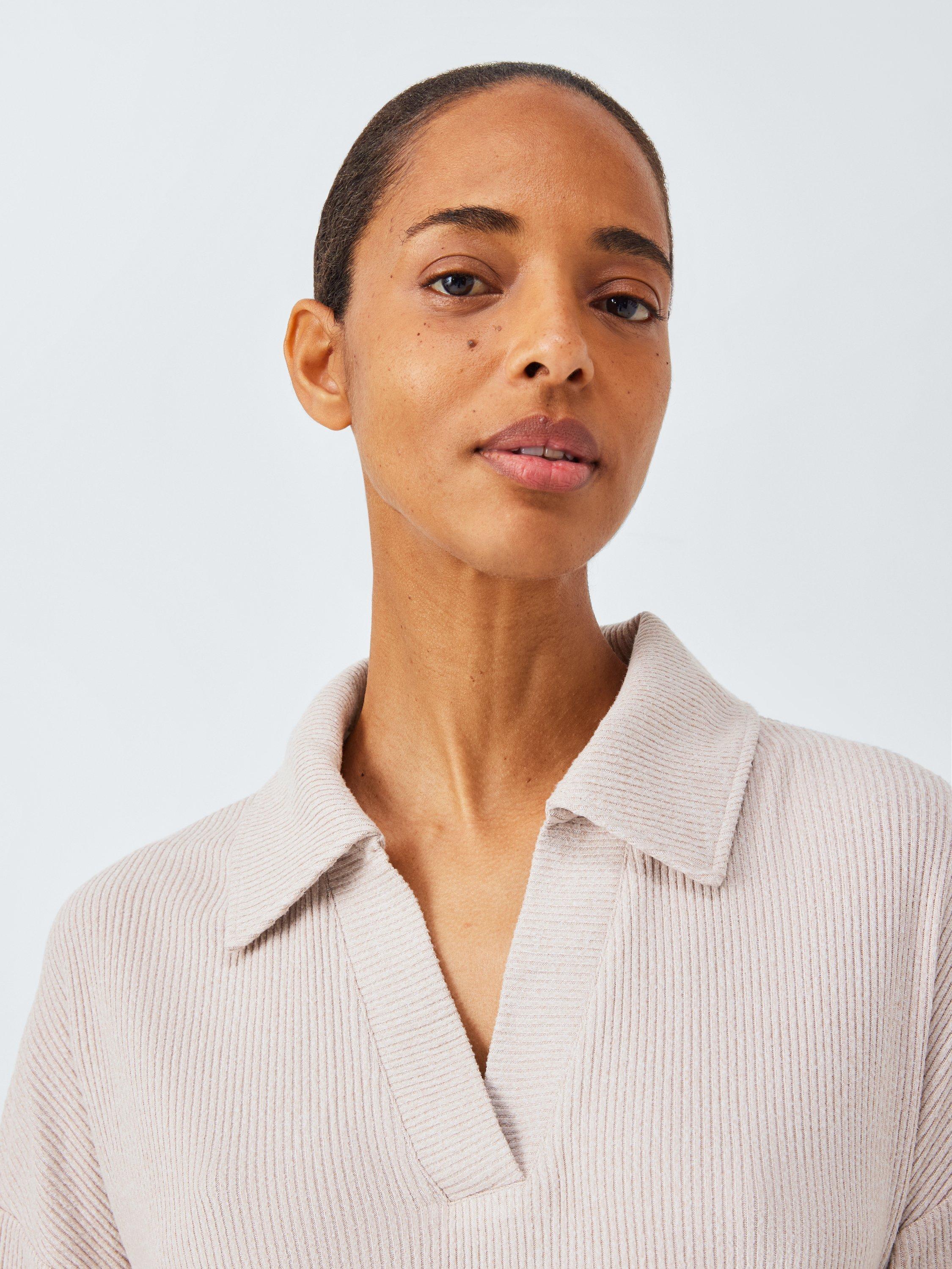 Product image 5 of 5, which shows John Lewis Mini Ribbed Polo Lounge Set, Oatmeal, S