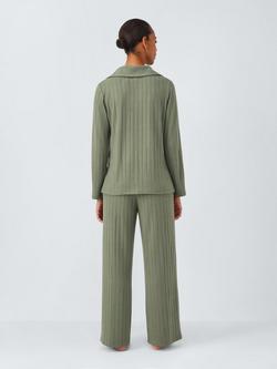 John Lewis Snit Ribbed Polo Lounge Set - view 2, Khaki