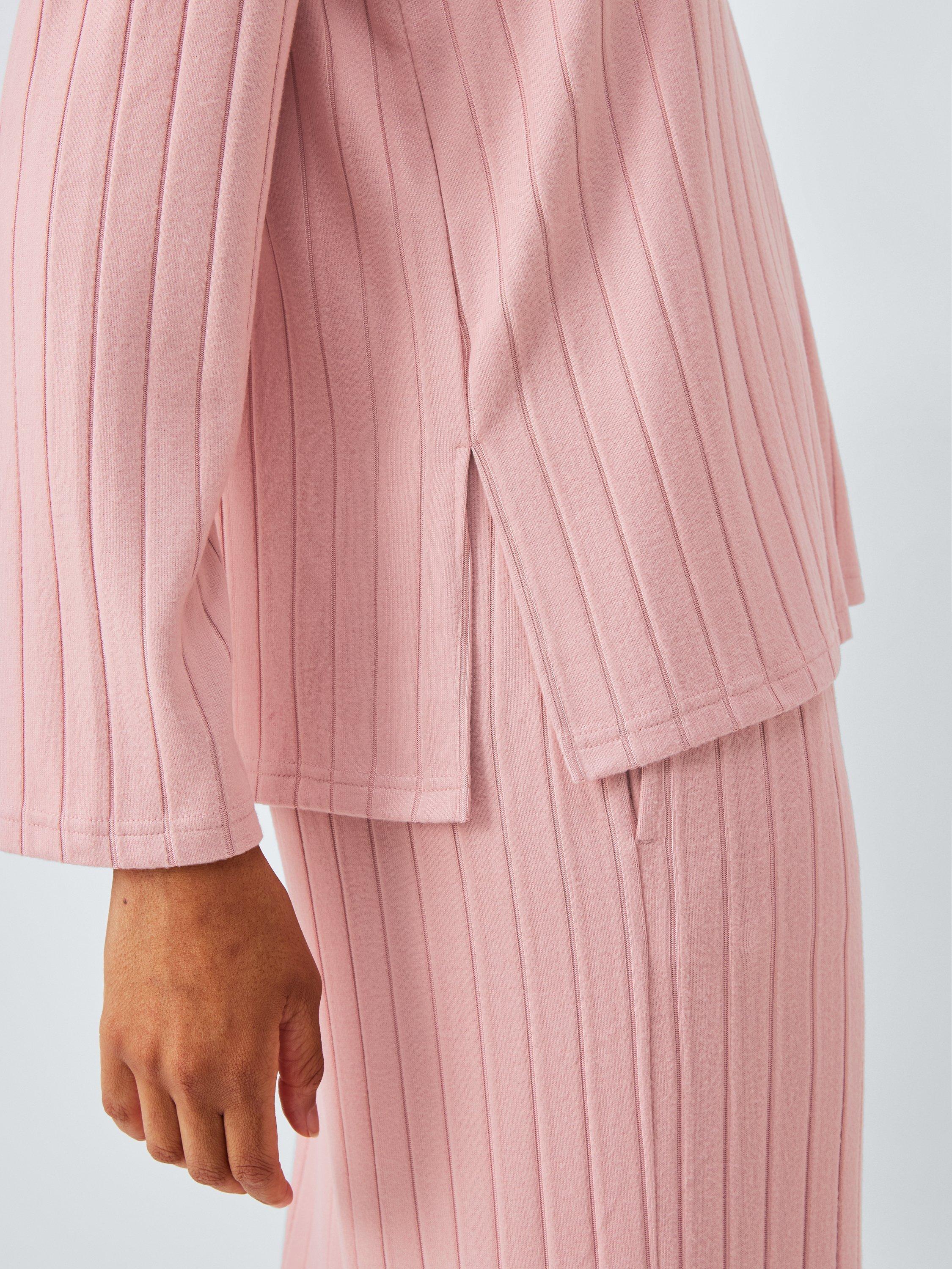 Product image 5 of 6, which shows John Lewis Snit Ribbed Polo Lounge Set, Blush, S
