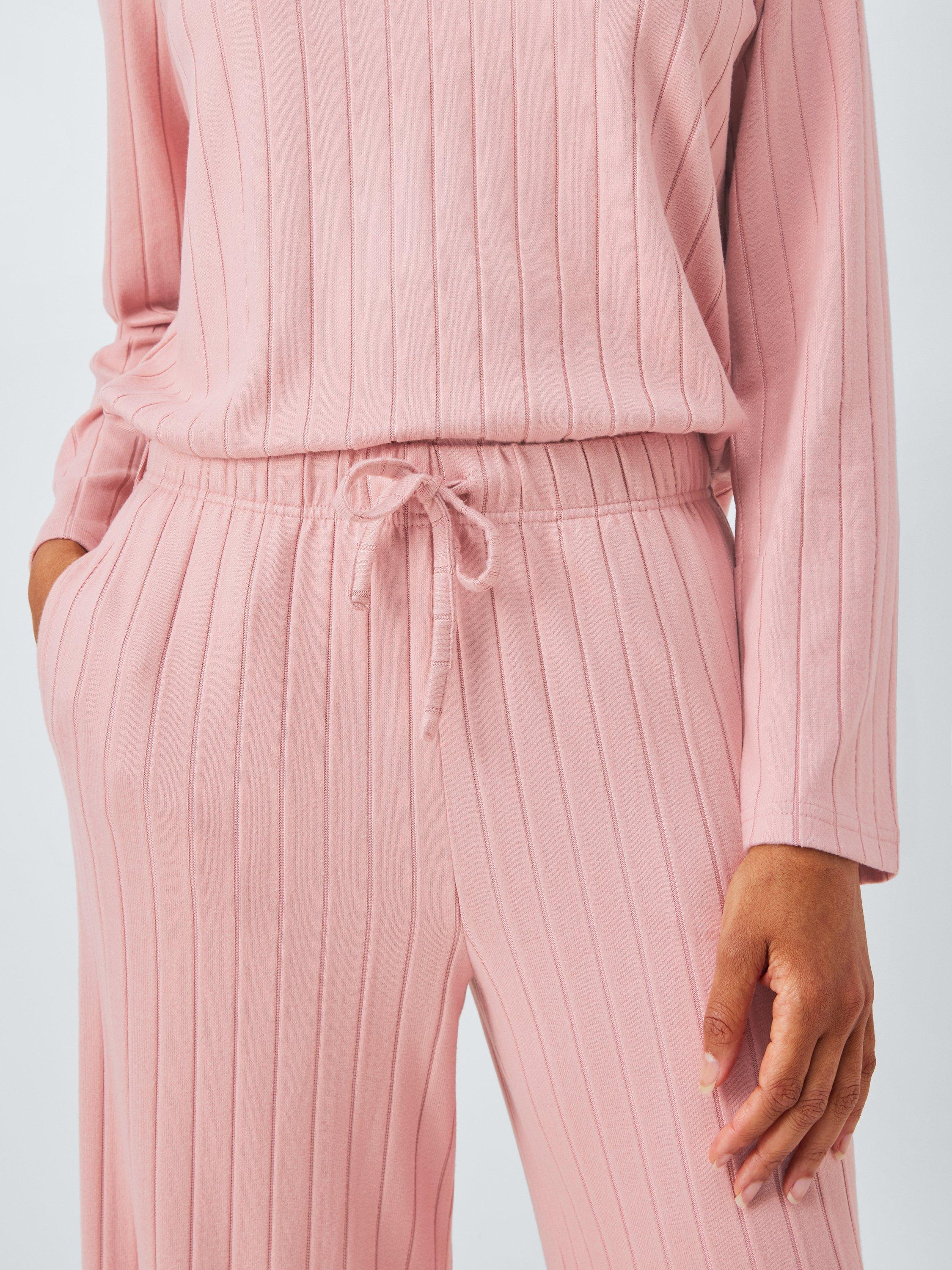 Product image 6 of 6, which shows John Lewis Snit Ribbed Polo Lounge Set, Blush, S