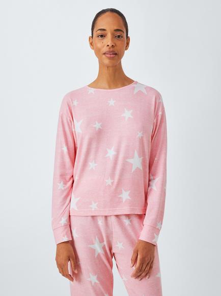John Lewis Enora Star Long Pyjama Set, Blush, Blush