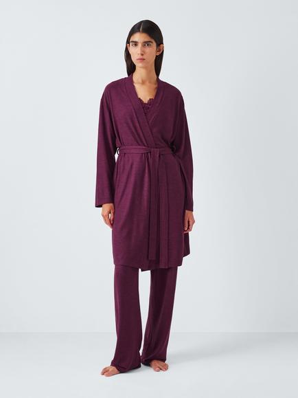 John Lewis Lace Trim Three Piece Lounge Set, Raspberry Coulis, Raspberry Coulis