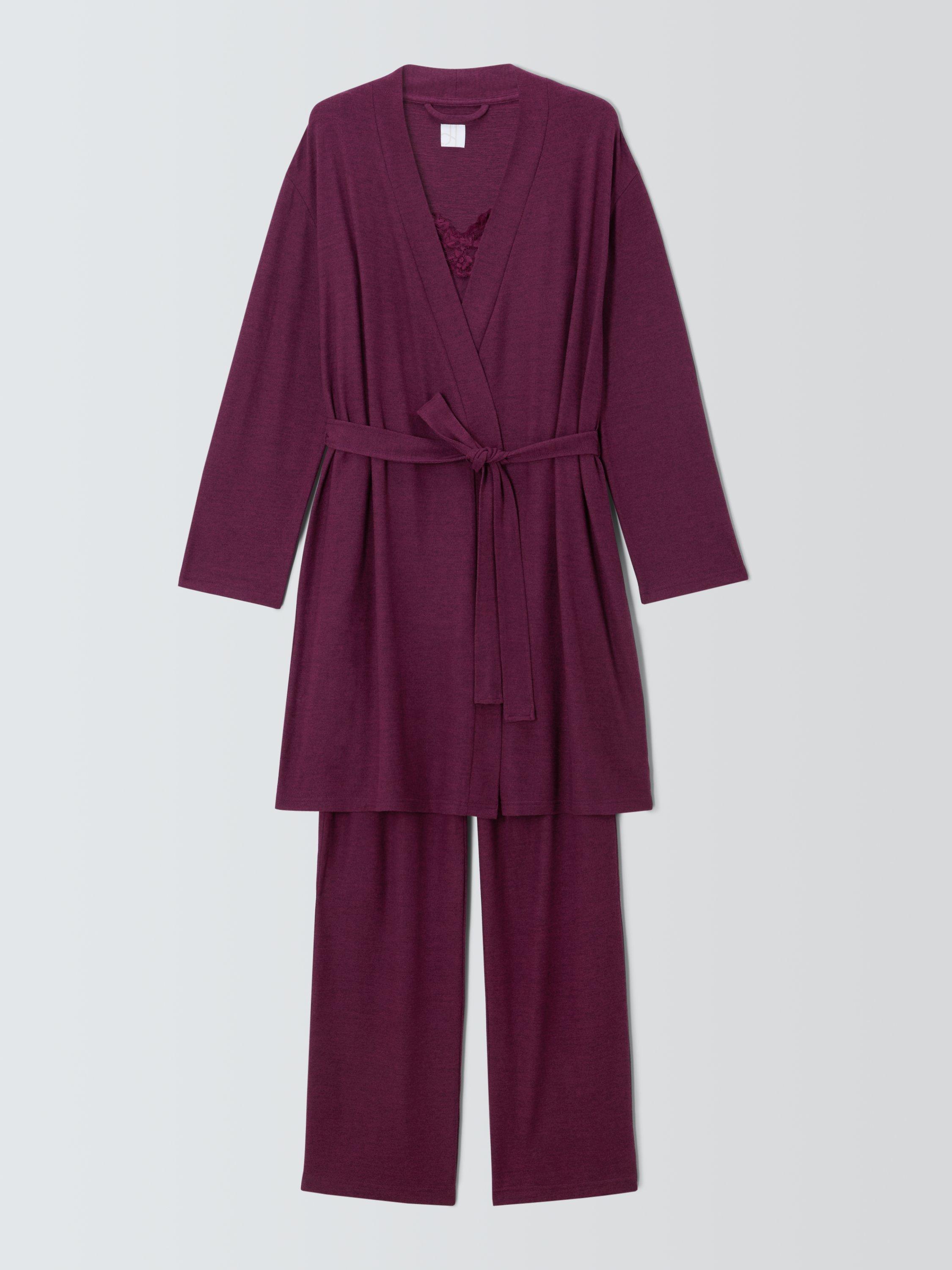 Product image 4 of 6, which shows John Lewis Lace Trim Three Piece Lounge Set, Raspberry Coulis, S