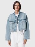 AllSaints Sonny Oversized Sleeveless Cotton Blend Cropped Denim Jacket
