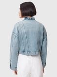 AllSaints Sonny Oversized Sleeveless Cotton Blend Cropped Denim Jacket
