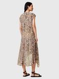 AllSaints Arwen Animal Print Midi Dress, Evia Sand/Multi