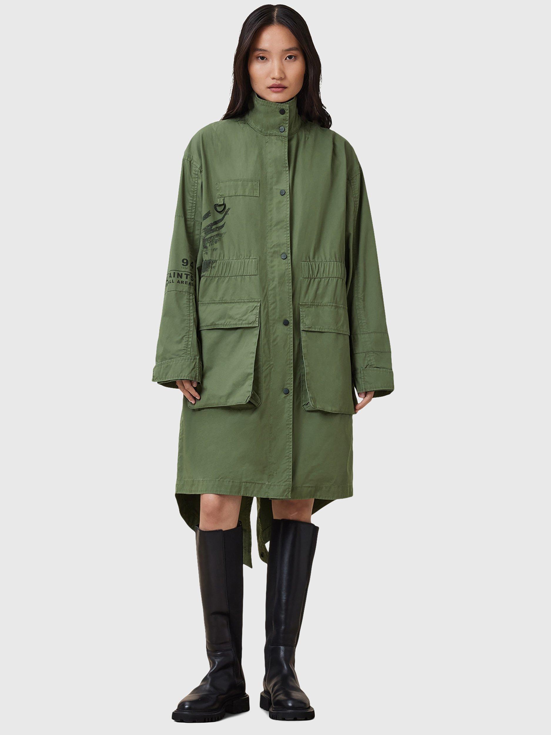 Product image 3 of 9, which shows AllSaints Milla Bird Parka, Khaki Green, L
