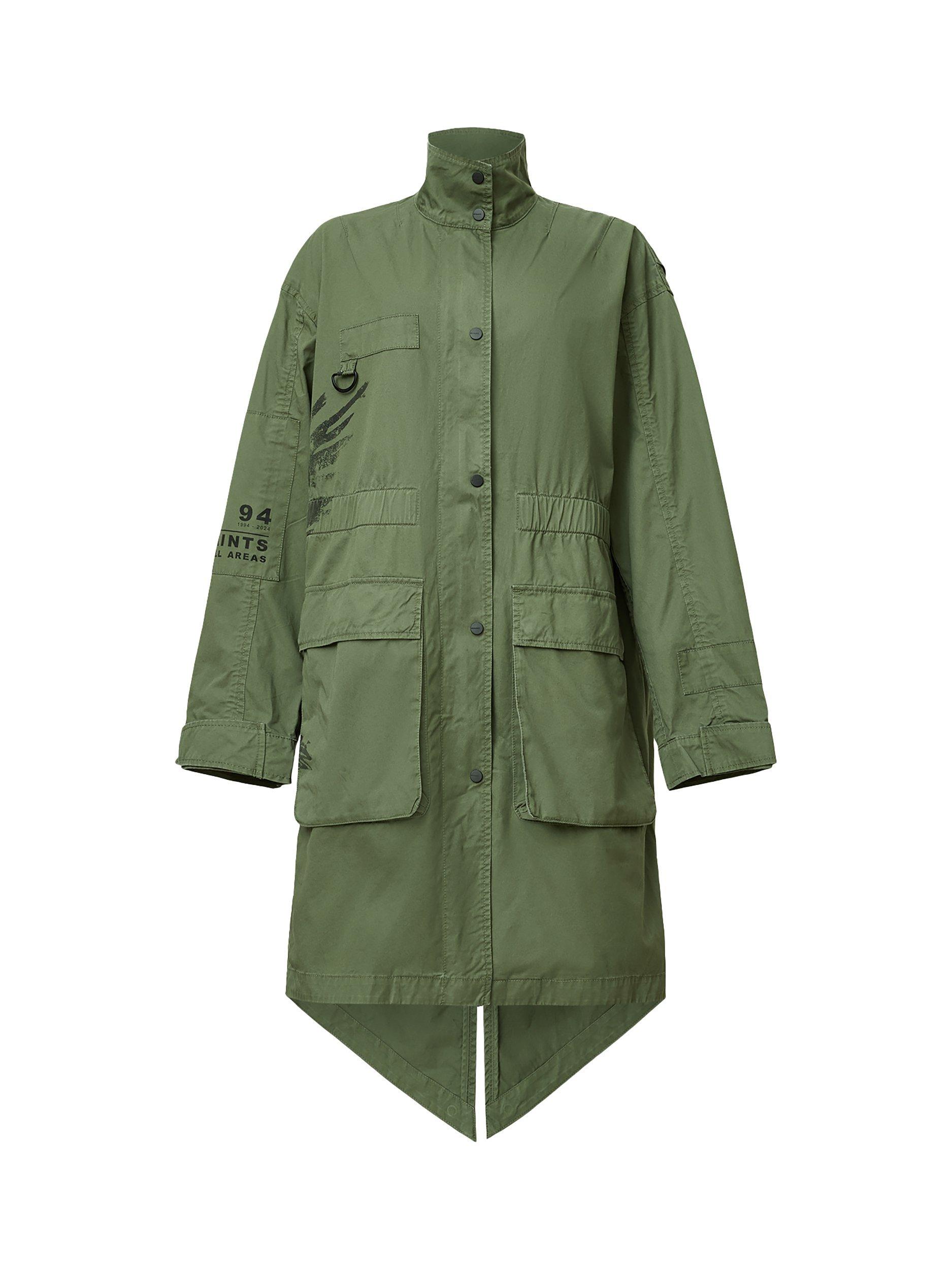 Product image 4 of 9, which shows AllSaints Milla Bird Parka, Khaki Green, L