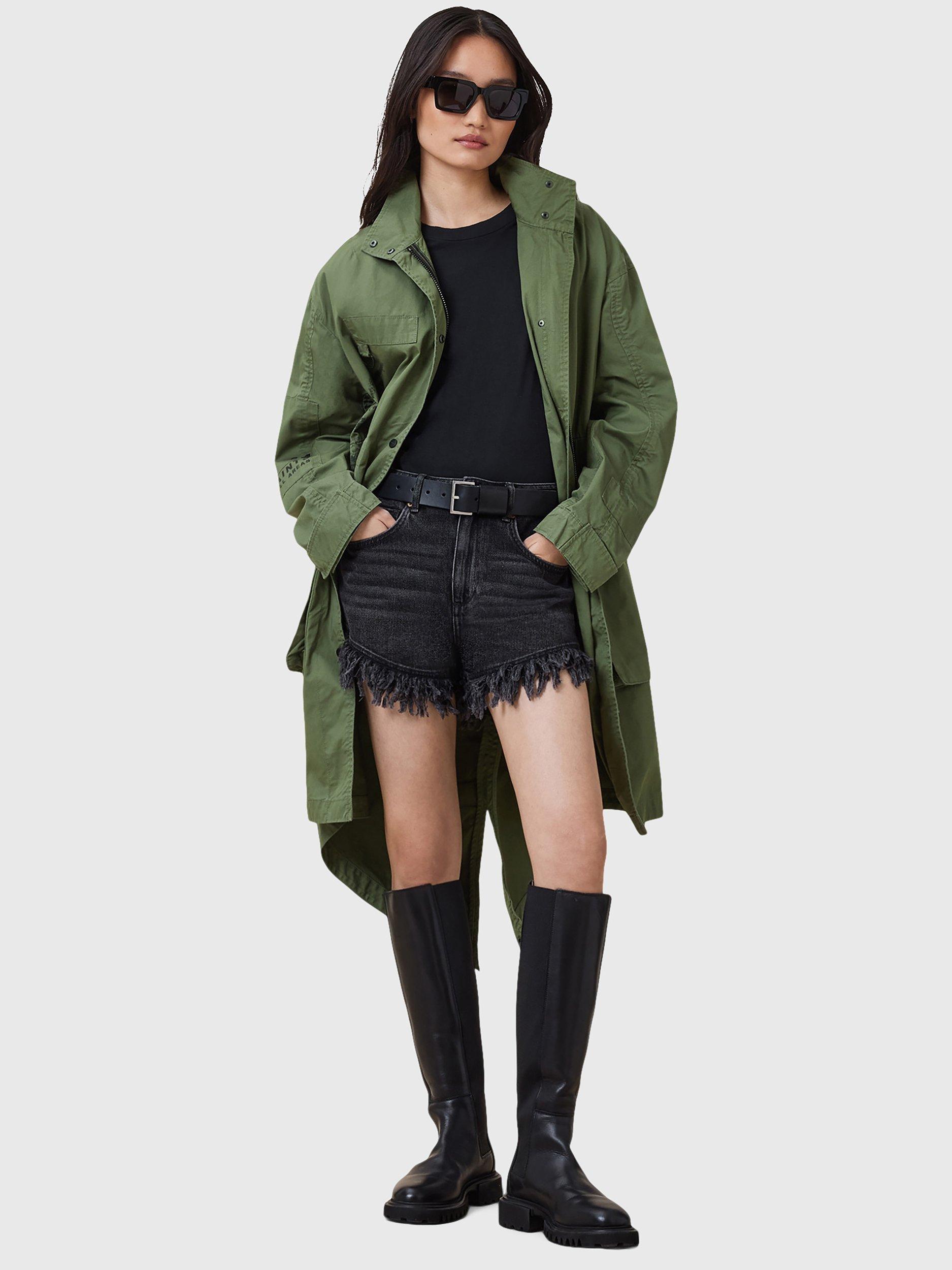 Product image 6 of 9, which shows AllSaints Milla Bird Parka, Khaki Green, L