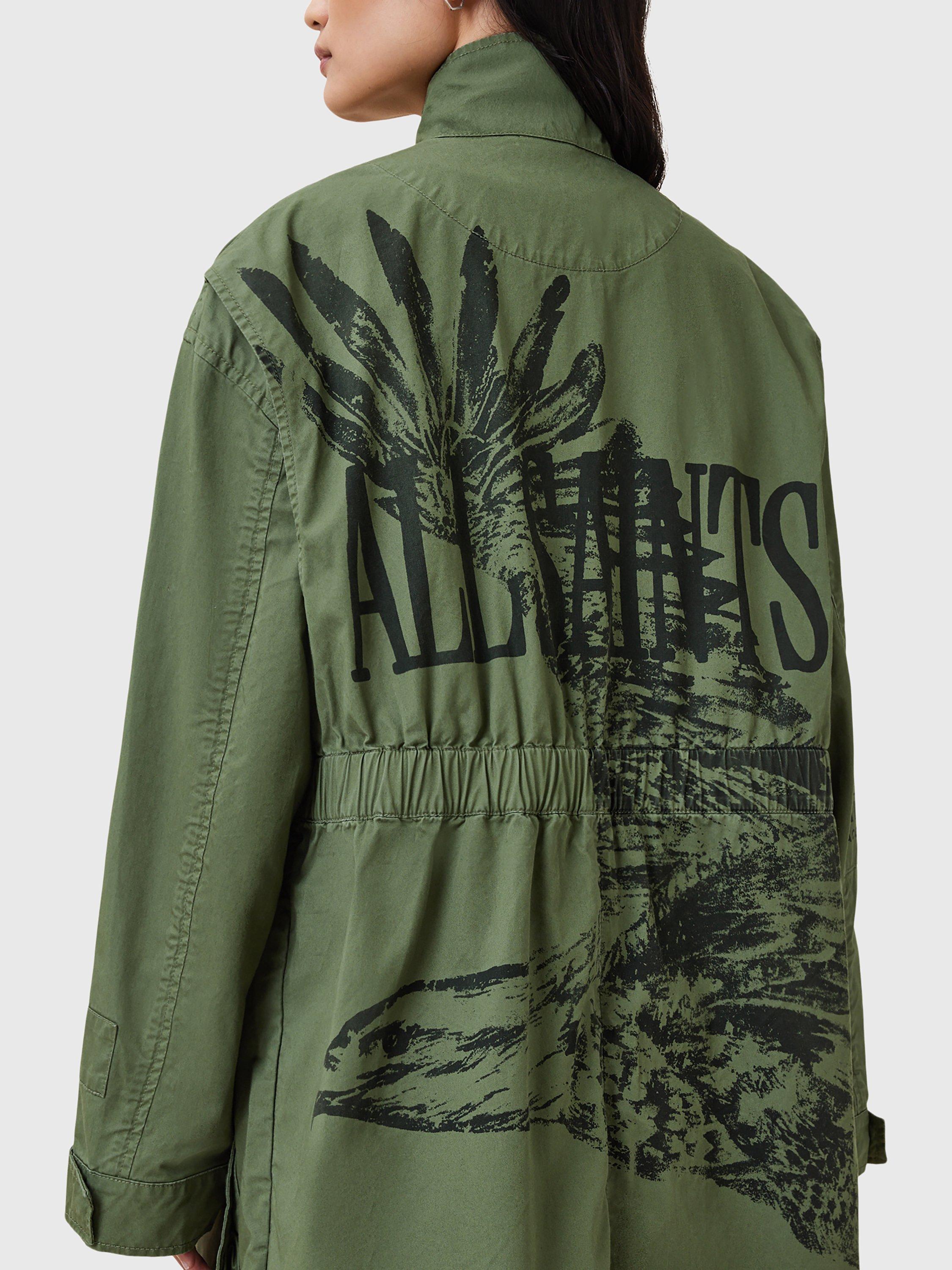 Product image 8 of 9, which shows AllSaints Milla Bird Parka, Khaki Green, L