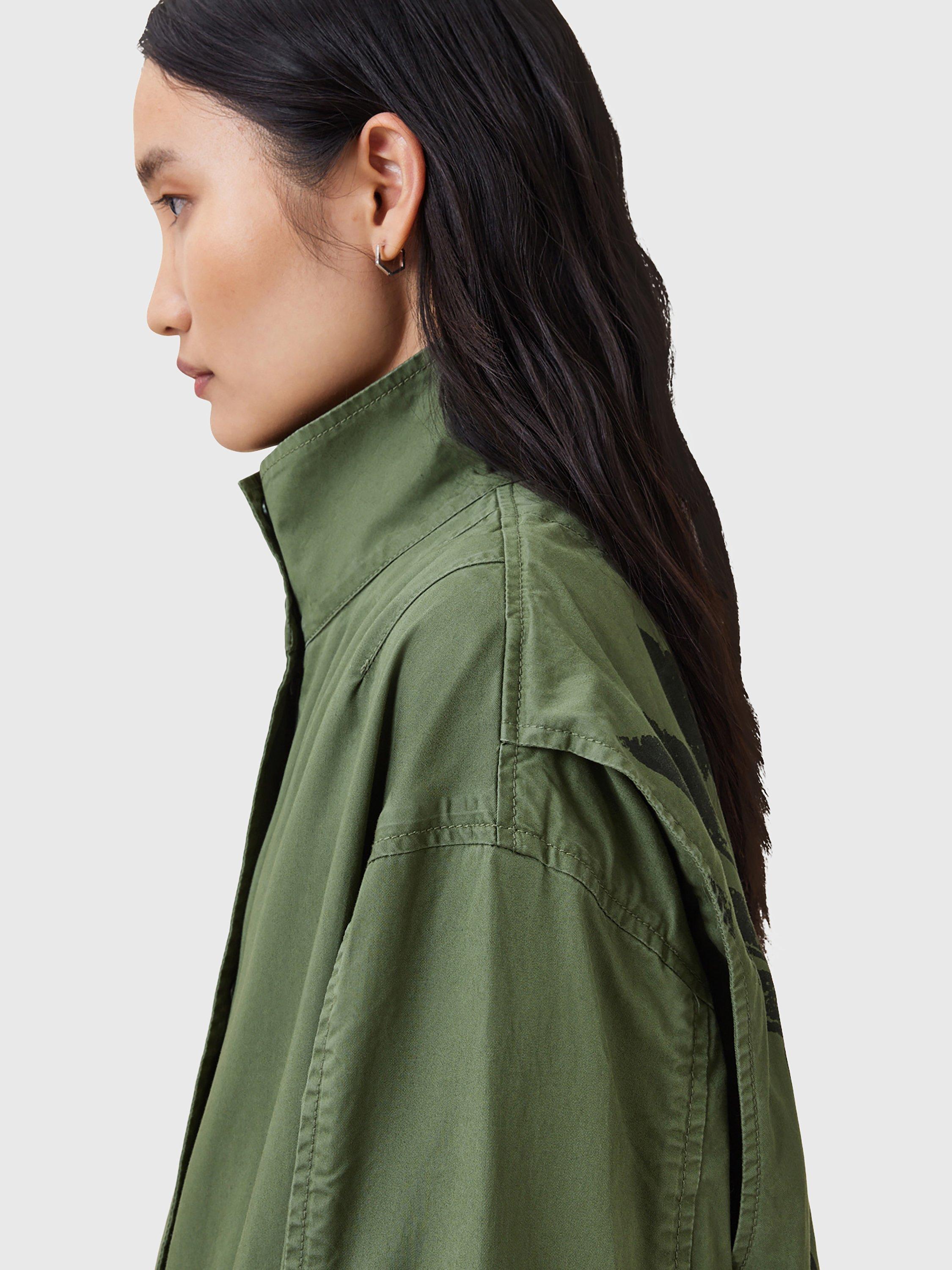 Product image 9 of 9, which shows AllSaints Milla Bird Parka, Khaki Green, L