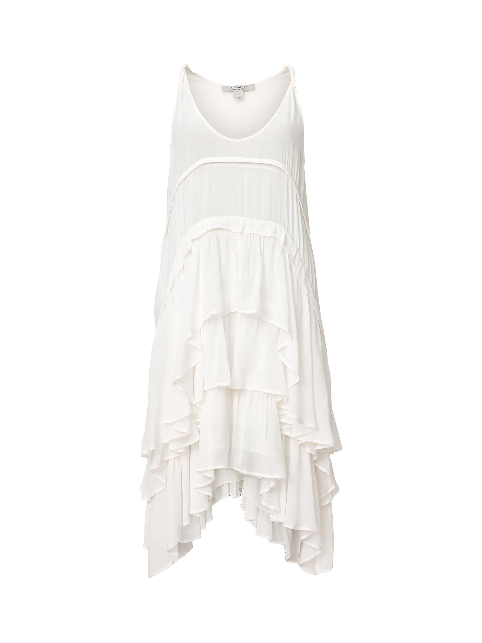 Product image 4 of 9, which shows AllSaints Cavarly Tiered Summer MIni Dress, Optic White, 8