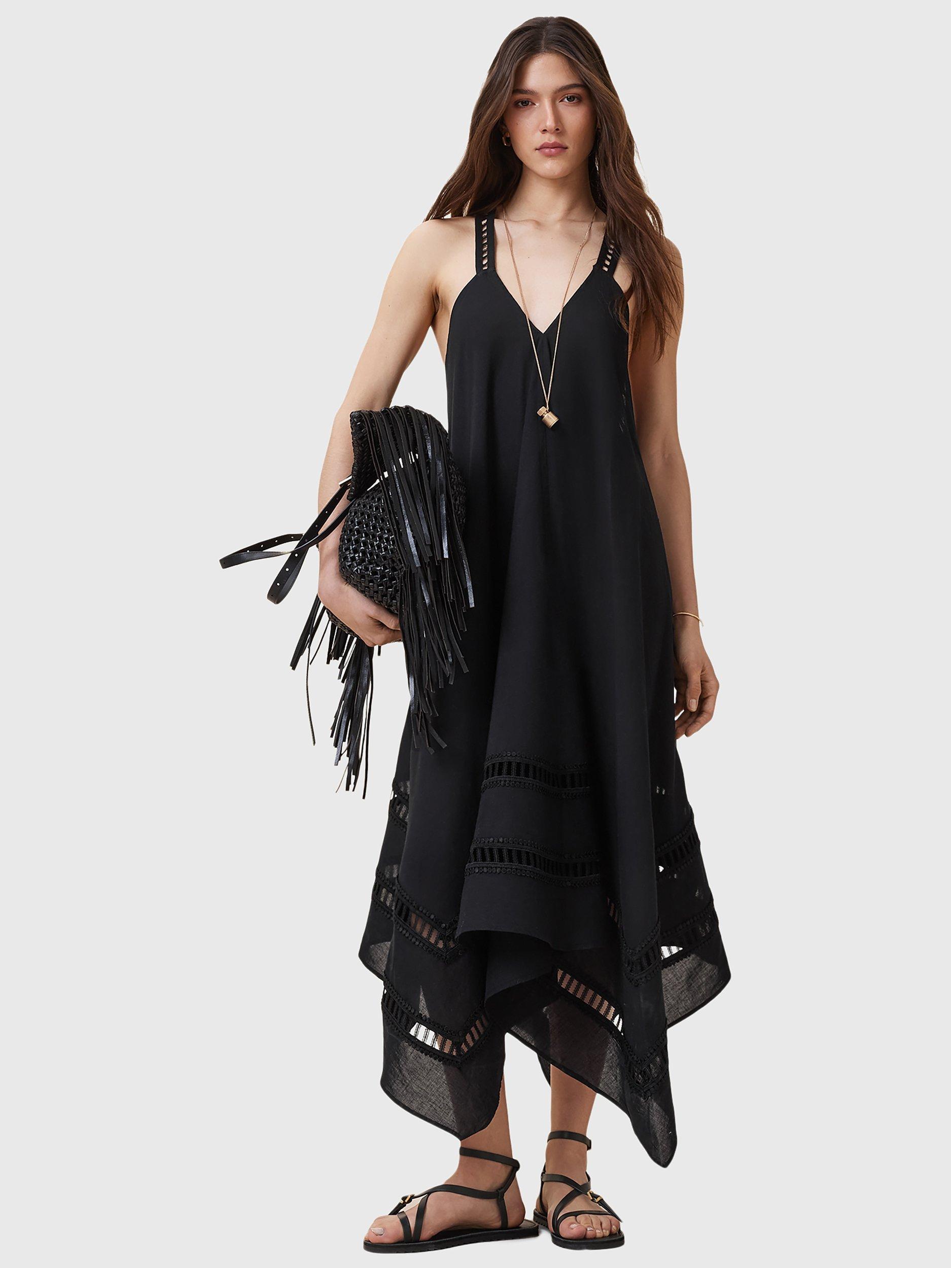 Product image 6 of 8, which shows AllSaints Lil Maxi Casual Strapped Dress, Black, 10