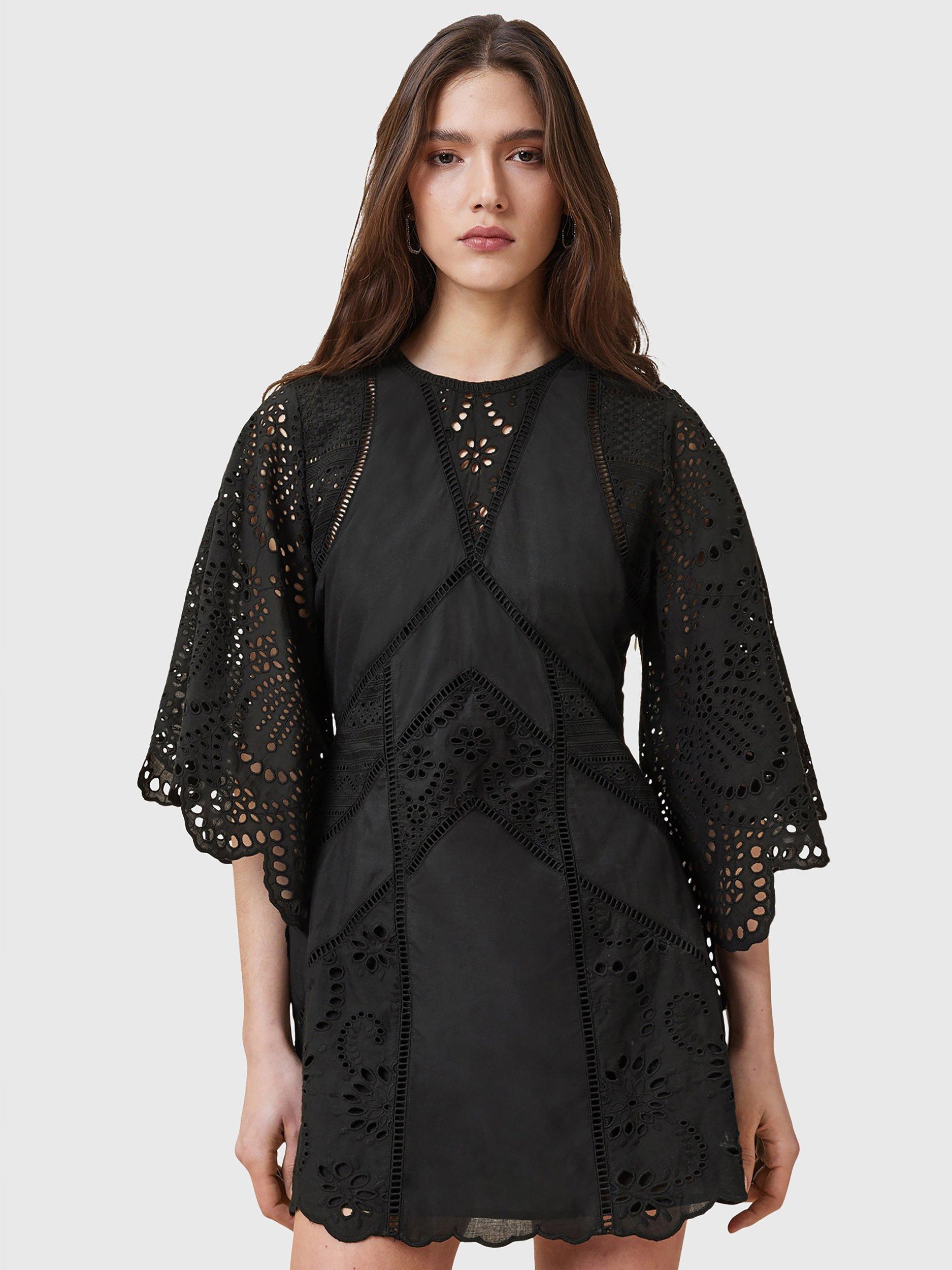 Product image 1 of 7, which shows AllSaints Luci Pure Organic Cotton Dress, Black, 8