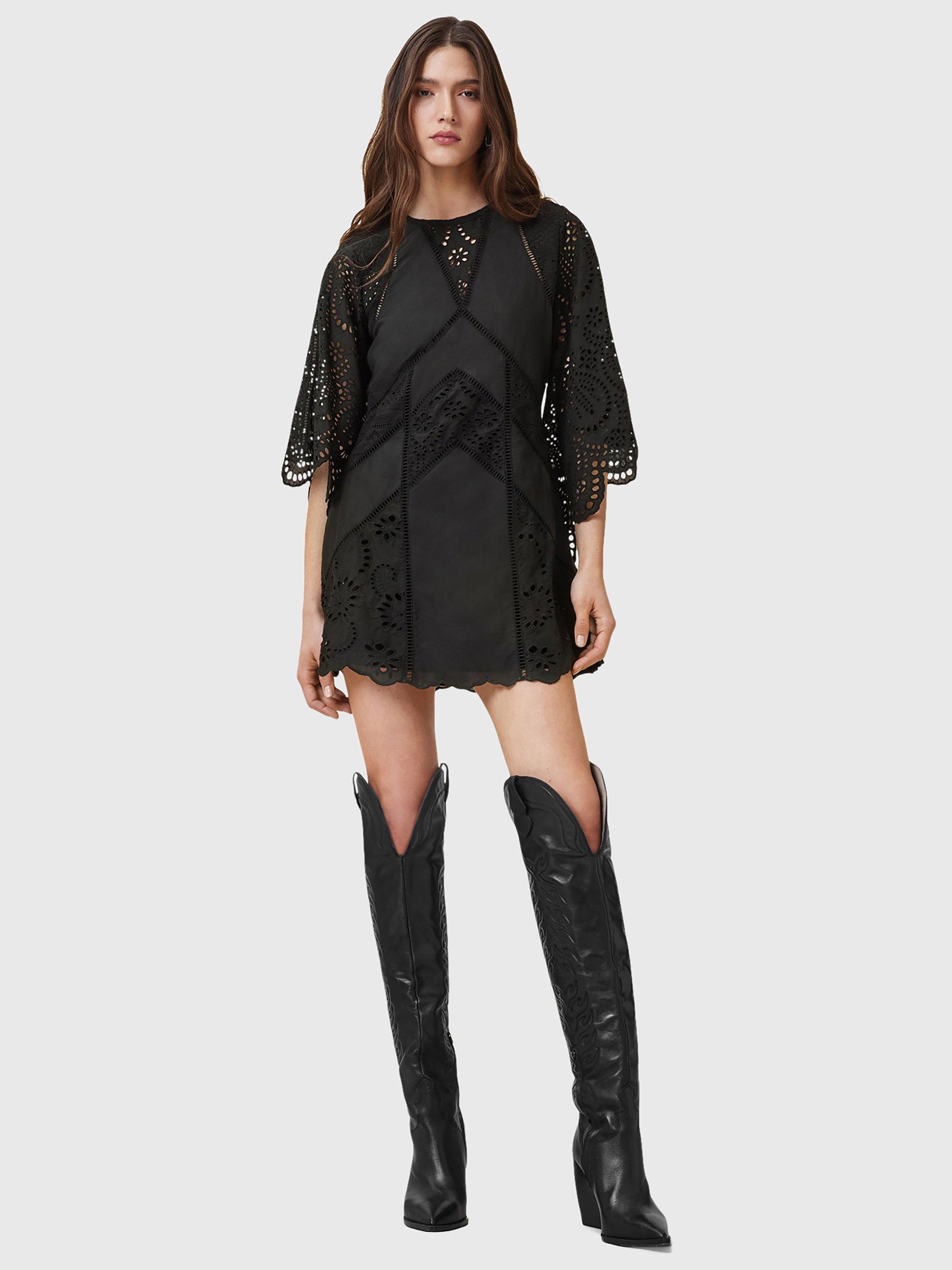 Product image 3 of 7, which shows AllSaints Luci Pure Organic Cotton Dress, Black, 8