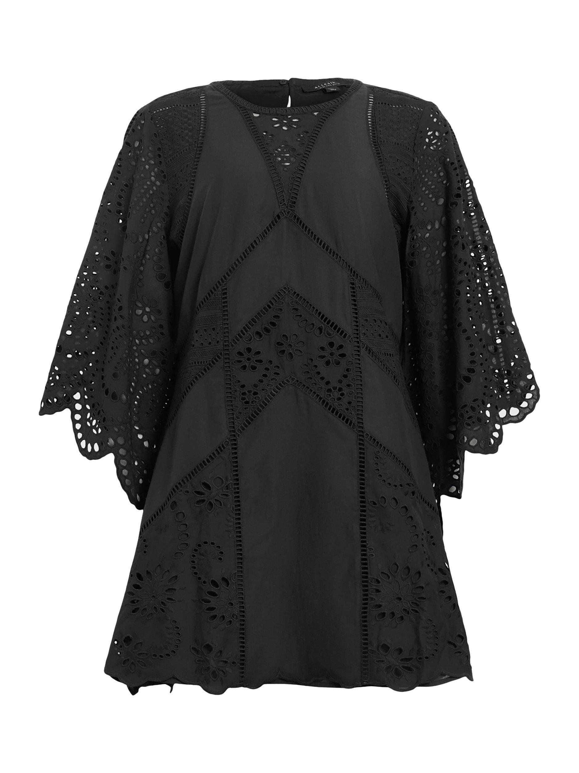 Product image 4 of 7, which shows AllSaints Luci Pure Organic Cotton Dress, Black, 8