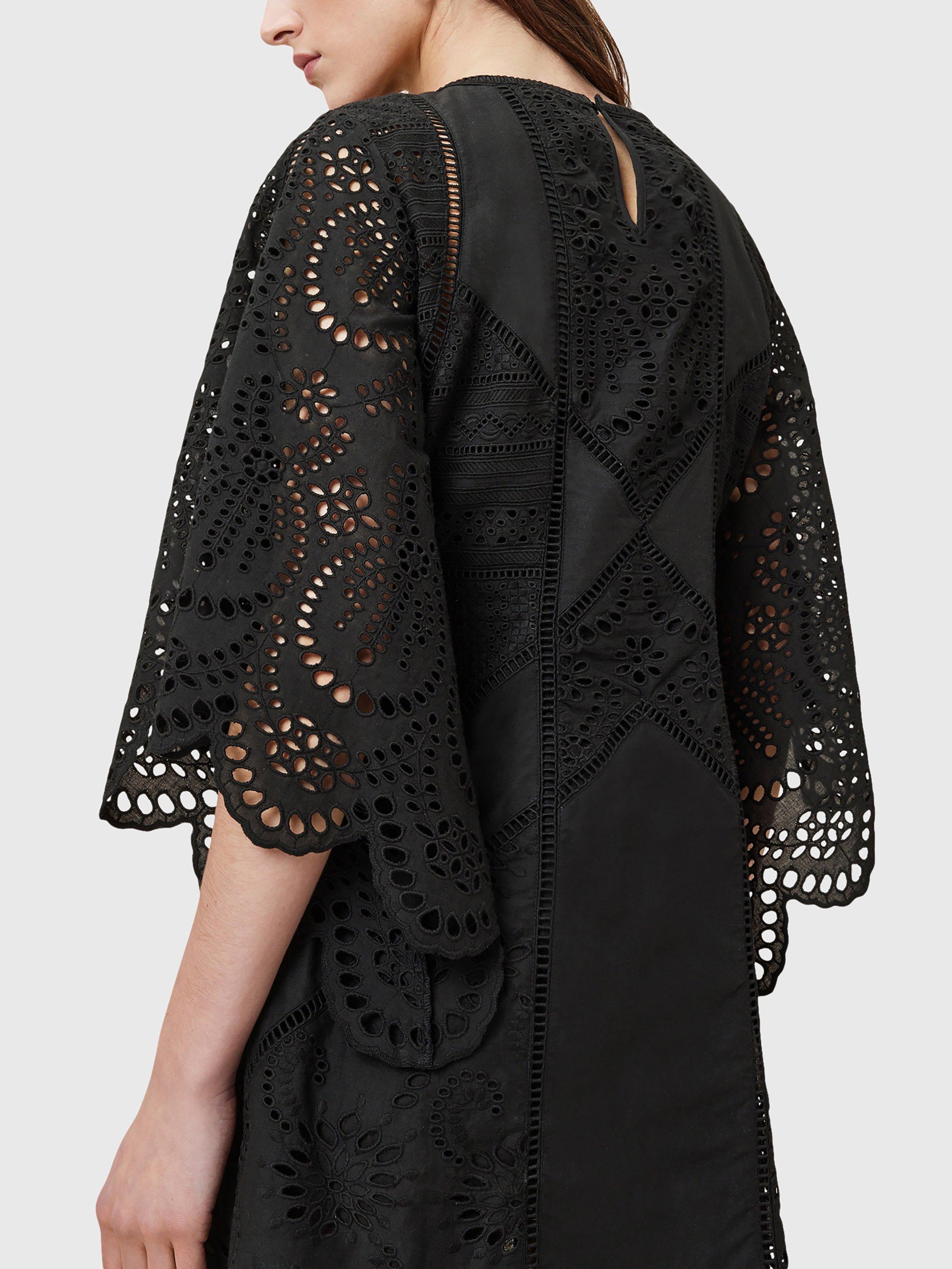 Product image 6 of 7, which shows AllSaints Luci Pure Organic Cotton Dress, Black, 8