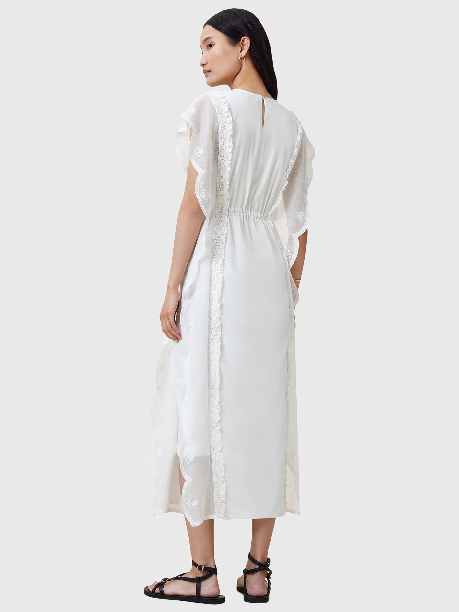 Product image 2 of 7, which shows AllSaints Ola Ruffle Midi Dress, Off White, 12