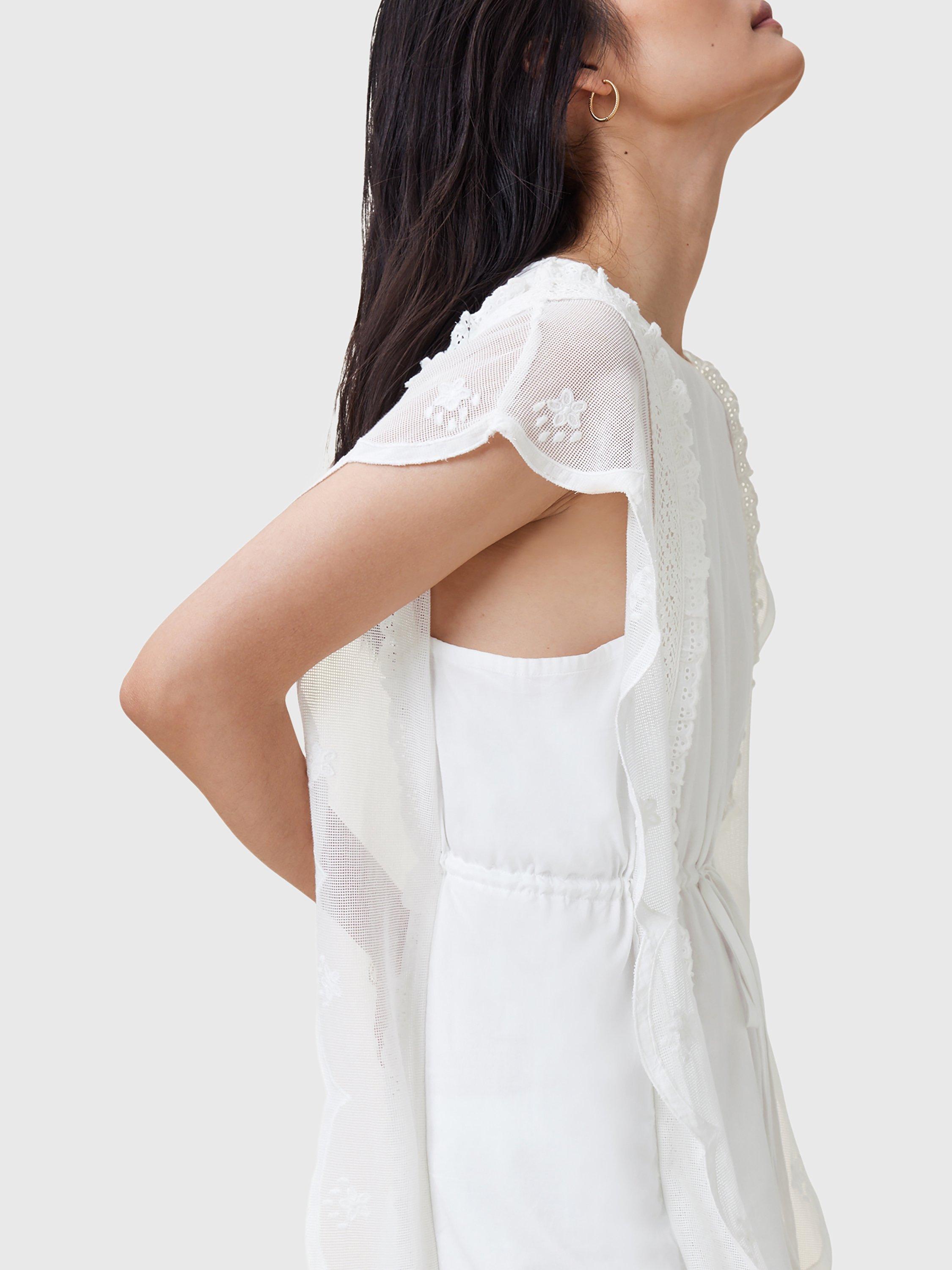 Product image 7 of 7, which shows AllSaints Ola Ruffle Midi Dress, Off White, 12