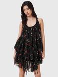 AllSaints Rach Floral Tiered Dress, Briar Black