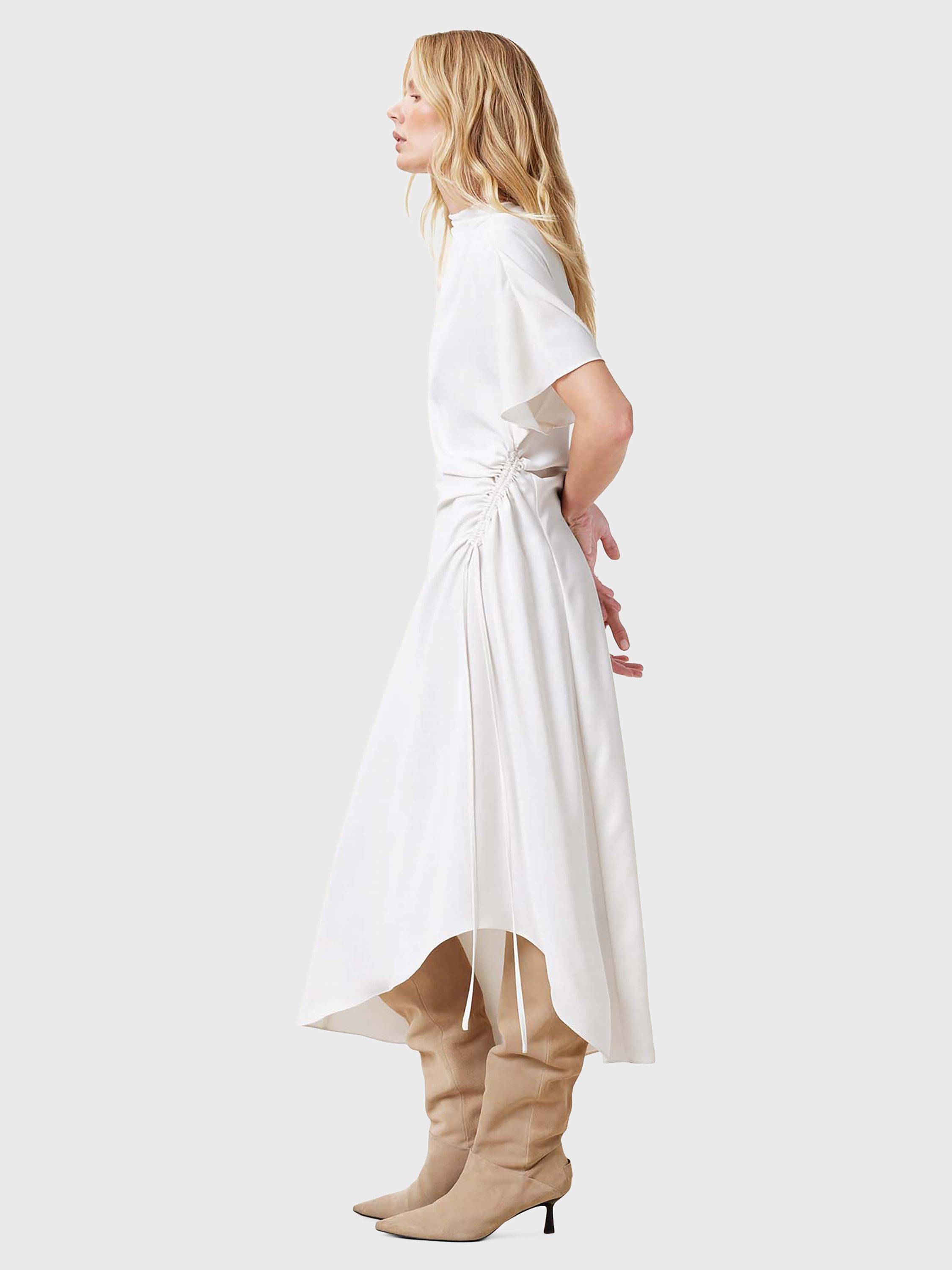 Product image 3 of 7, which shows AllSaints Rosie Drape Midi Dress, Tofu White, 10