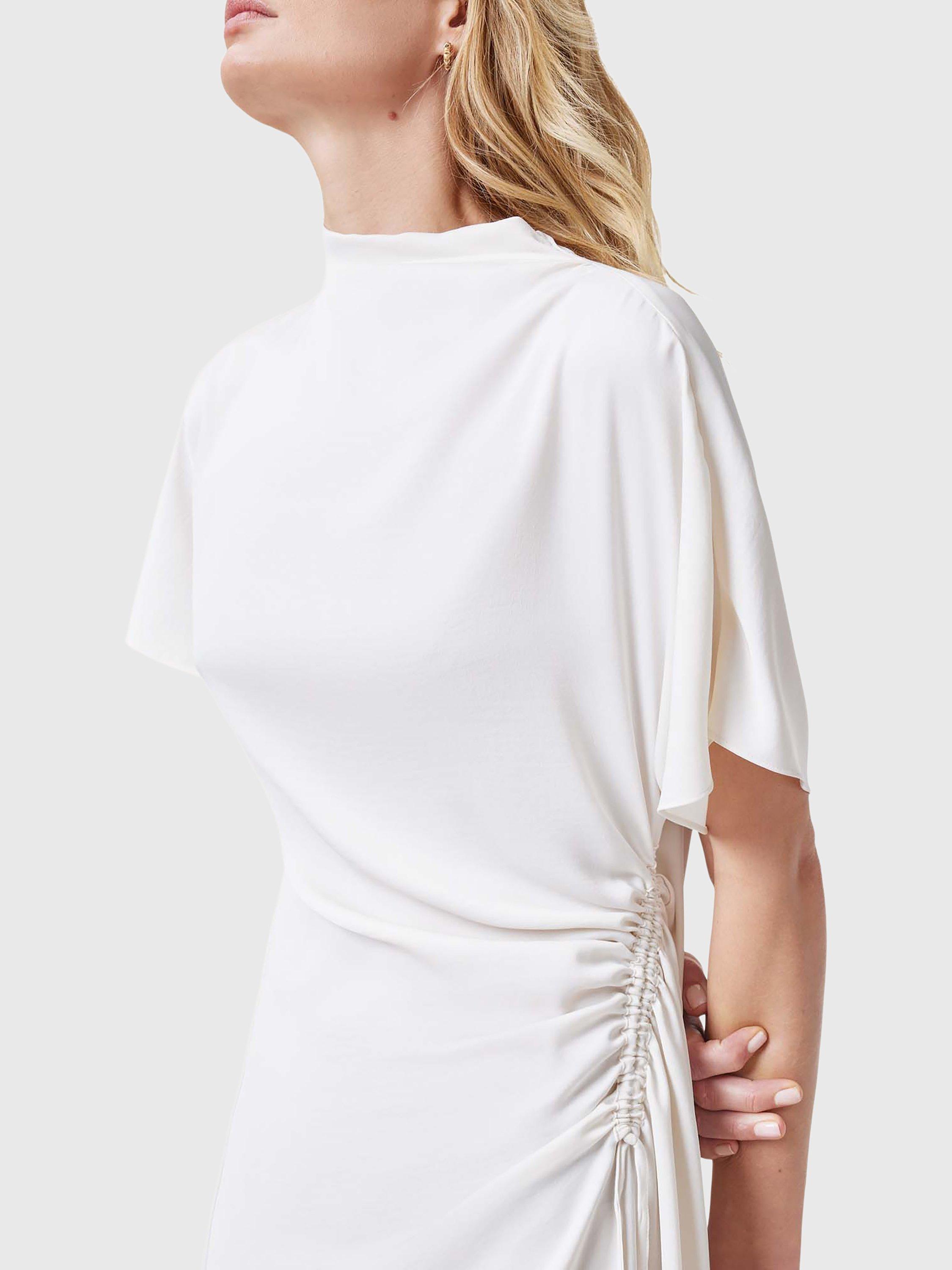 Product image 6 of 7, which shows AllSaints Rosie Drape Midi Dress, Tofu White, 10
