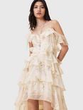 AllSaints Sienna Ruffle Maxi Dress, Ecru/Multi