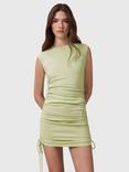 AllSaints Sonny Slim Ruched Sleeveless Cotton Blend Crew Neck Dress