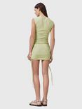 AllSaints Sonny Slim Ruched Sleeveless Cotton Blend Crew Neck Dress